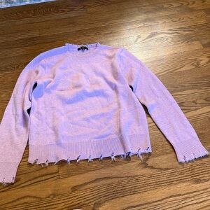 Decker Pink Distressed Hem Sweater Size Small